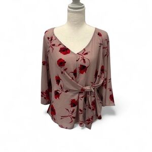 Chic Floral Wrap Blouse with tie waist